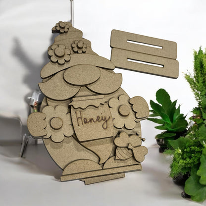 Honey Bee Gnome Shelf Sitter: Unfinished DIY Craft Decor
