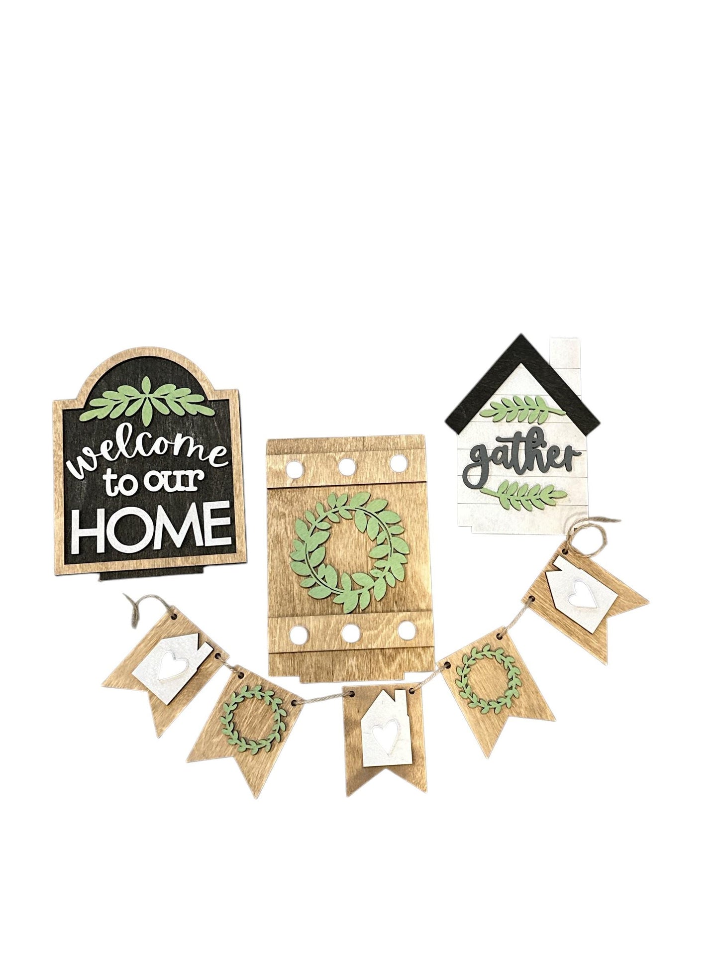 DIY Welcome to our Home Bench Shelf Inserts: Interchangeable Birch Display Decor, Unfinished Inserts only