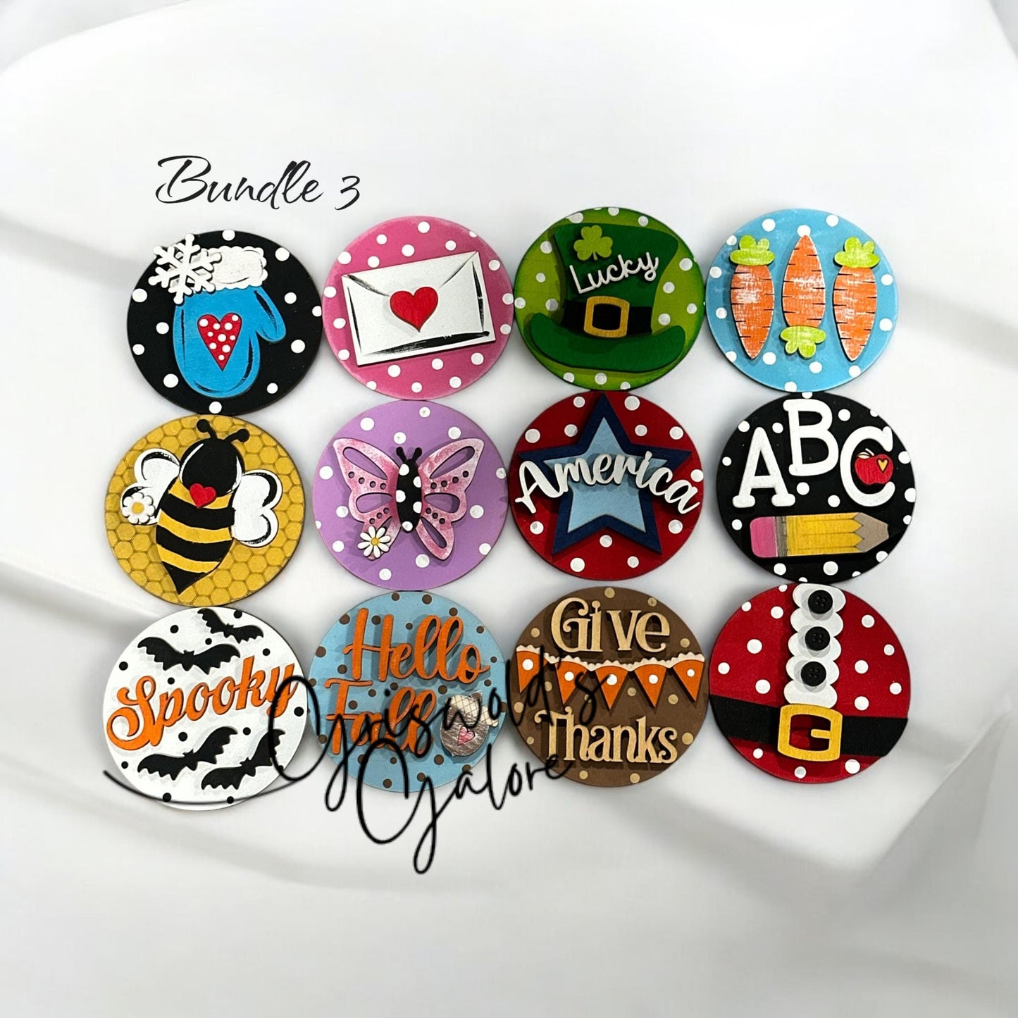 Bundle 3 Seasonal Interchangeable Rounds, - Bundle 3 (3" or 6"), Inserts, Interchangeable Rounds, Hello Fall