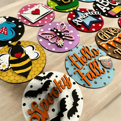 Bundle 3 Seasonal Interchangeable Rounds, - Bundle 3 (3" or 6"), Inserts, Interchangeable Rounds, Hello Fall