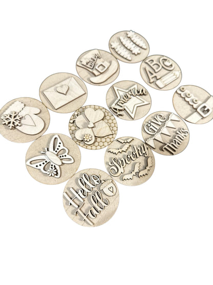 DIY Bundle 3 Seasonals, 3" or 6" rounds, DIY Seasonal Interchangeable Sign Rounds: DIY Craft Bundle, Craft Seasonal Inserts