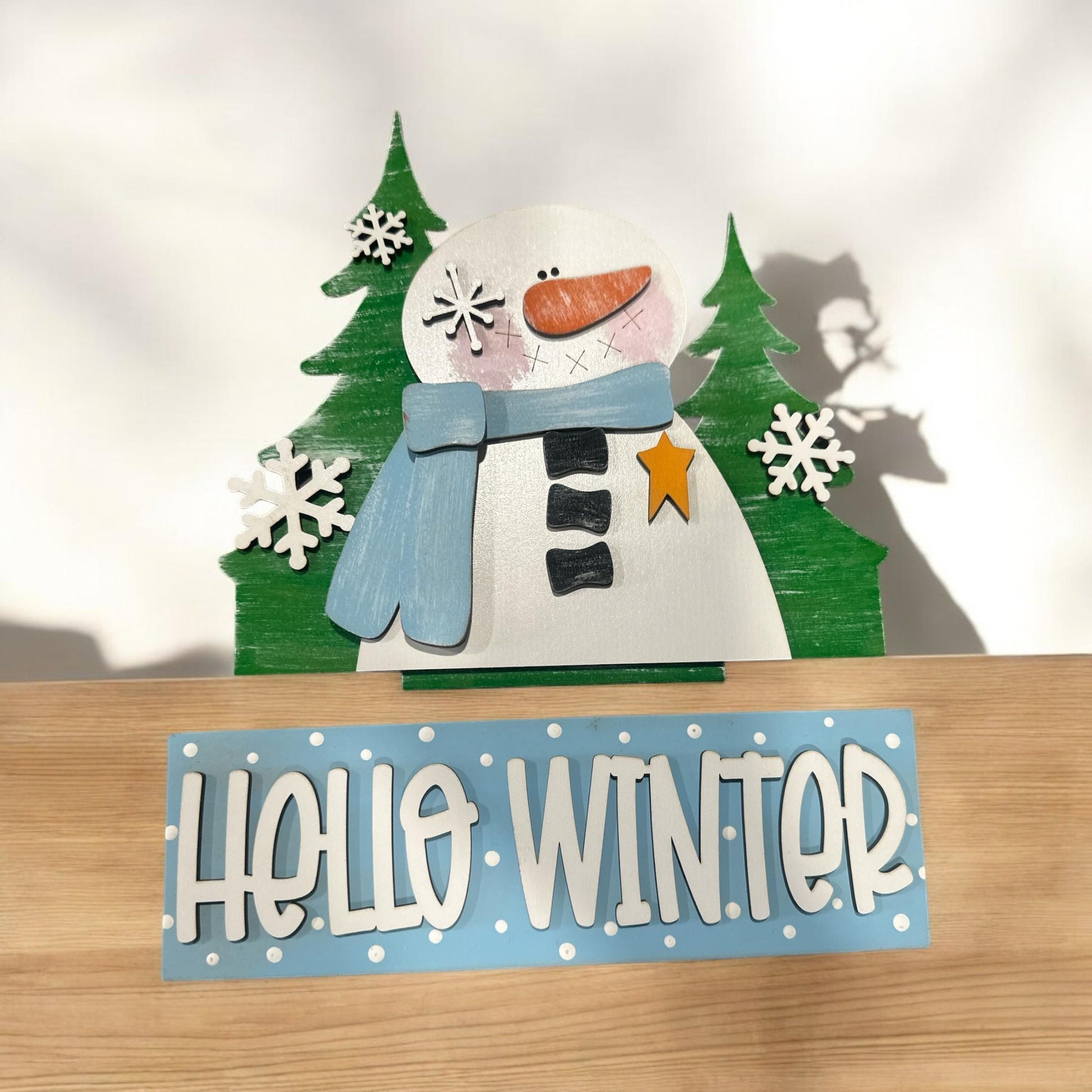 Hello Winter Window Interchangeable Insert, Insert Window, Inserts, Window Box Add-on, Window Inserts, Decor, Add on Only, Shelf Sitter