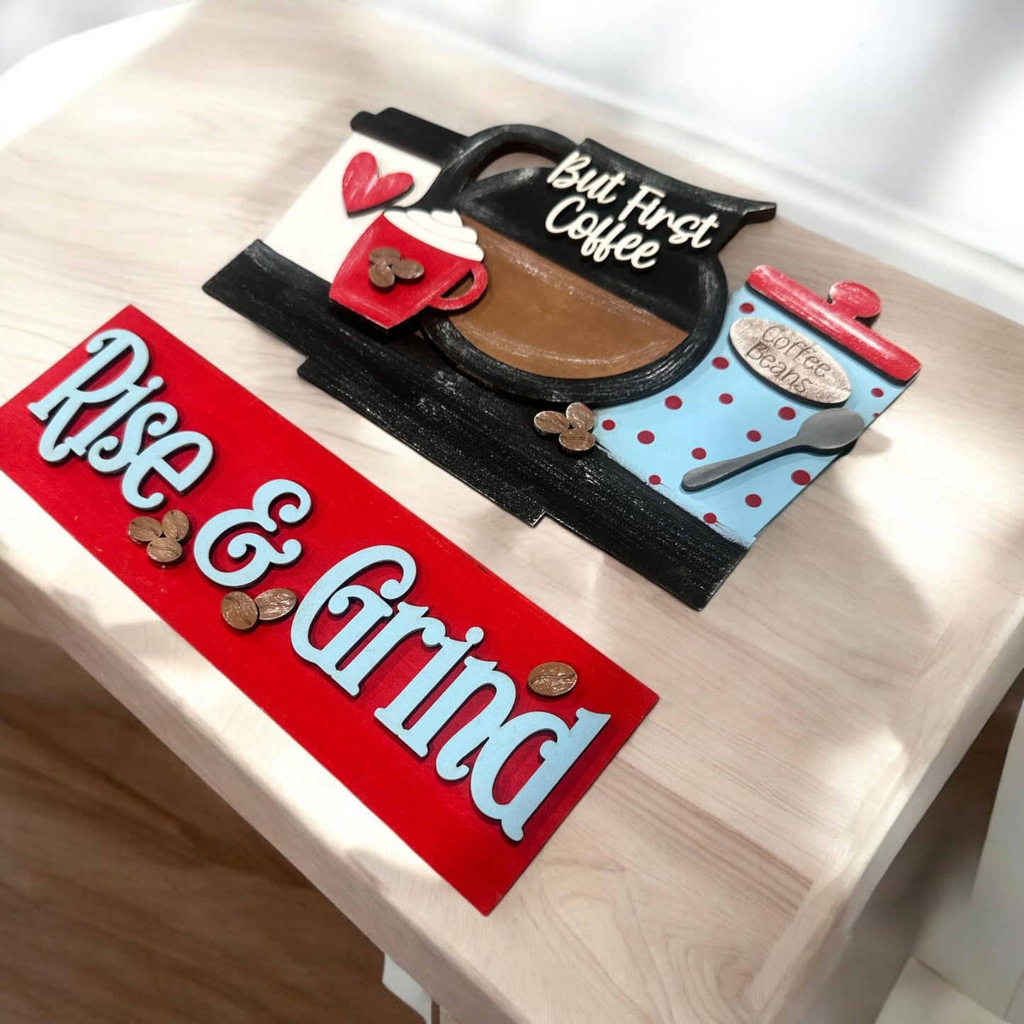 Rise & Grind Coffee Window Insert: Interchangeable Shelf Sitter