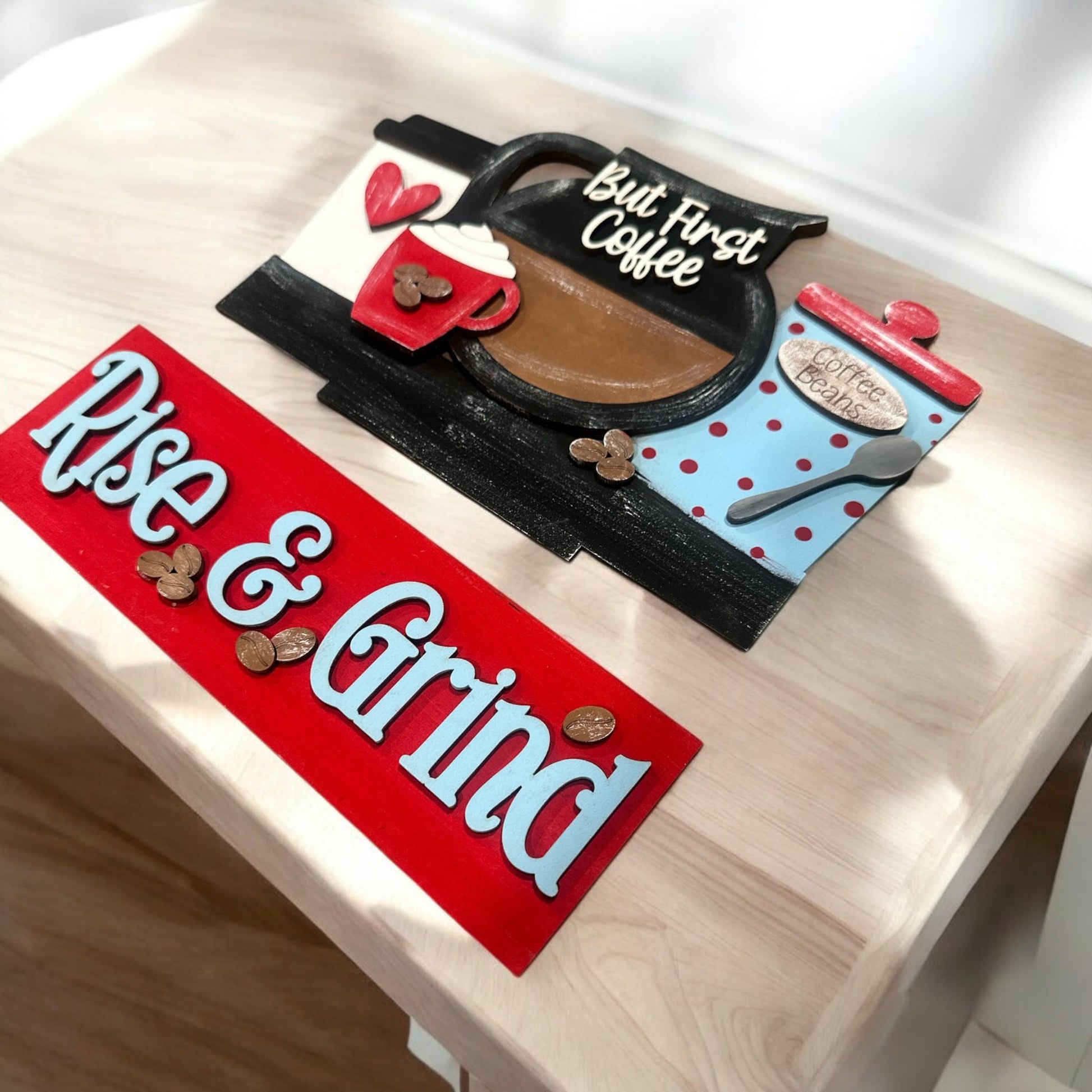 Rise & Grind Coffee Window Insert: Interchangeable Shelf Sitter