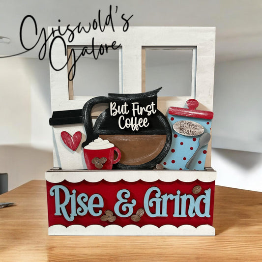 Rise & Grind Coffee Window Insert: Interchangeable Shelf Sitter