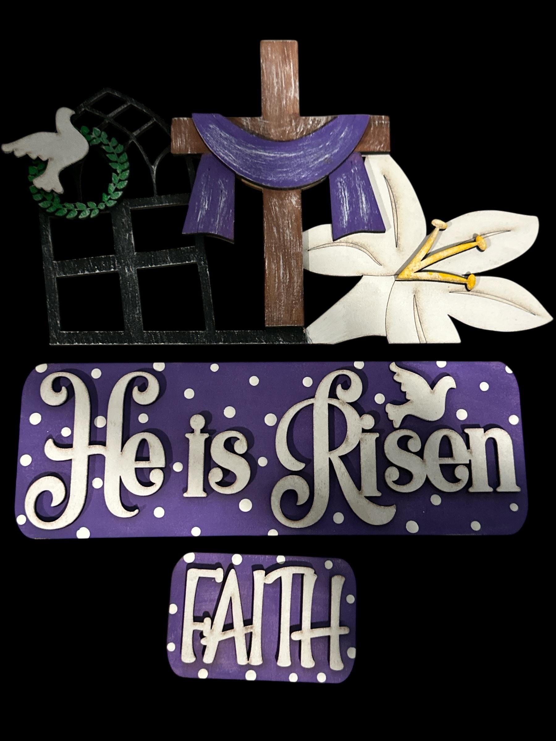 He is Risen, Easter, Spiritual, Interchangeable Insert, Seasonal Truck, Insert Picket, Easter, Interchangeable Finished, Picket Insert, Arch