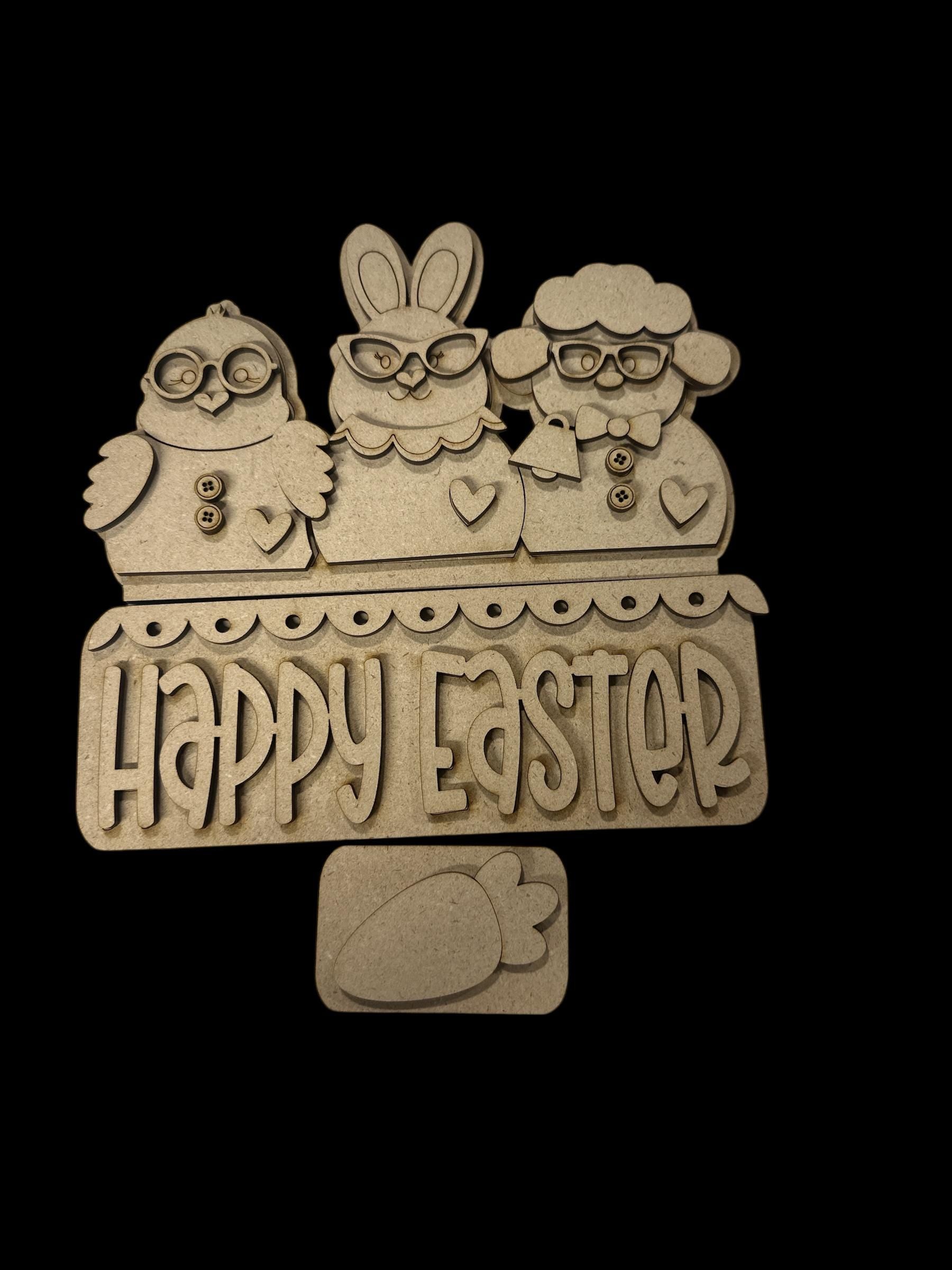 DIY, Easter Bunny and Friends, Bunny Chick Lamb, Interchangeable Insert, Seasonal Truck, Insert Picket, DIY Kit, Interchangeable Unfinished