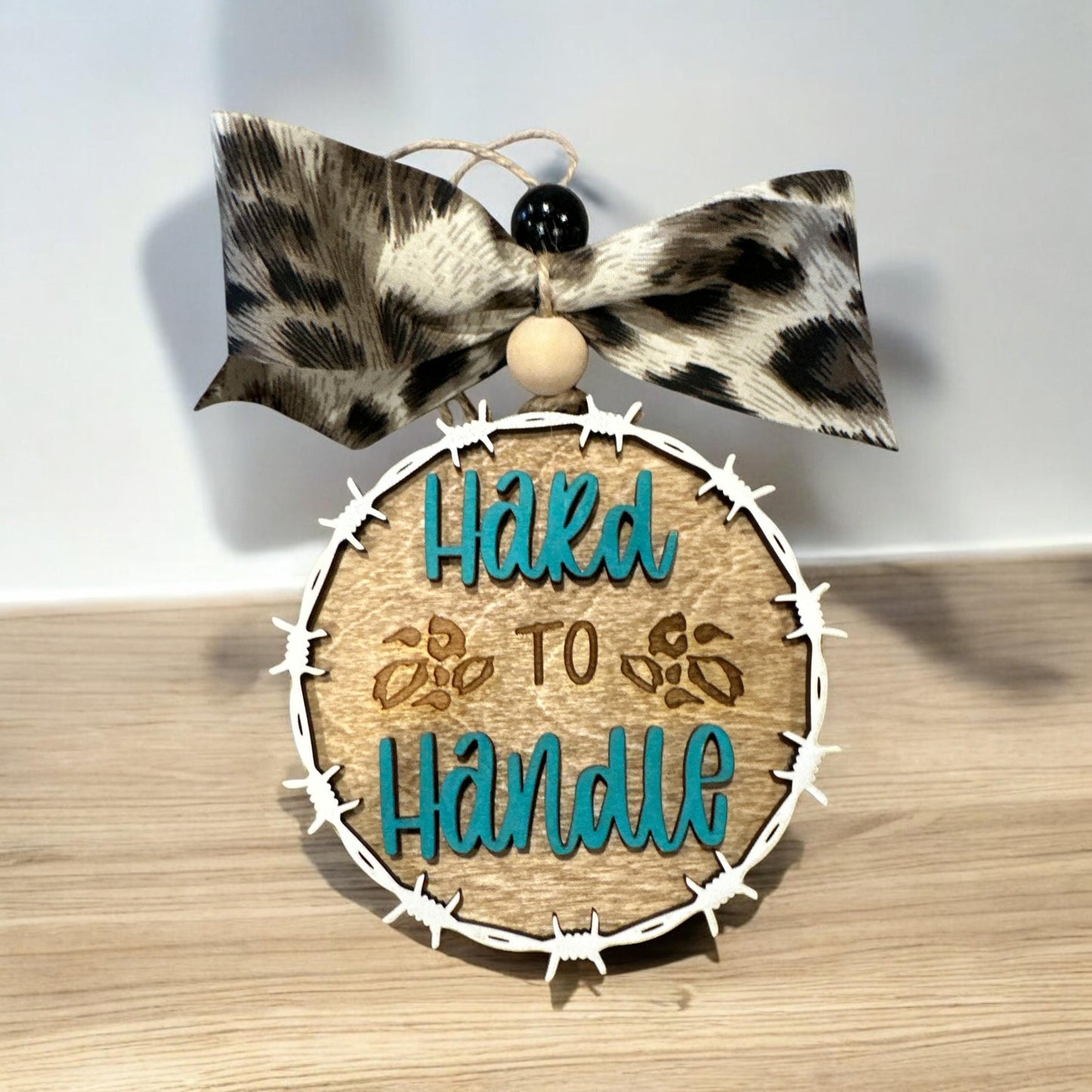 Western Car Charm: Boho Wooden Cactus & Boot Decor