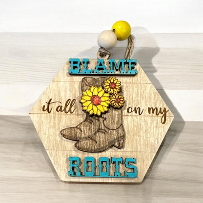 Western Car Charm: Boho Wooden Cactus & Boot Decor
