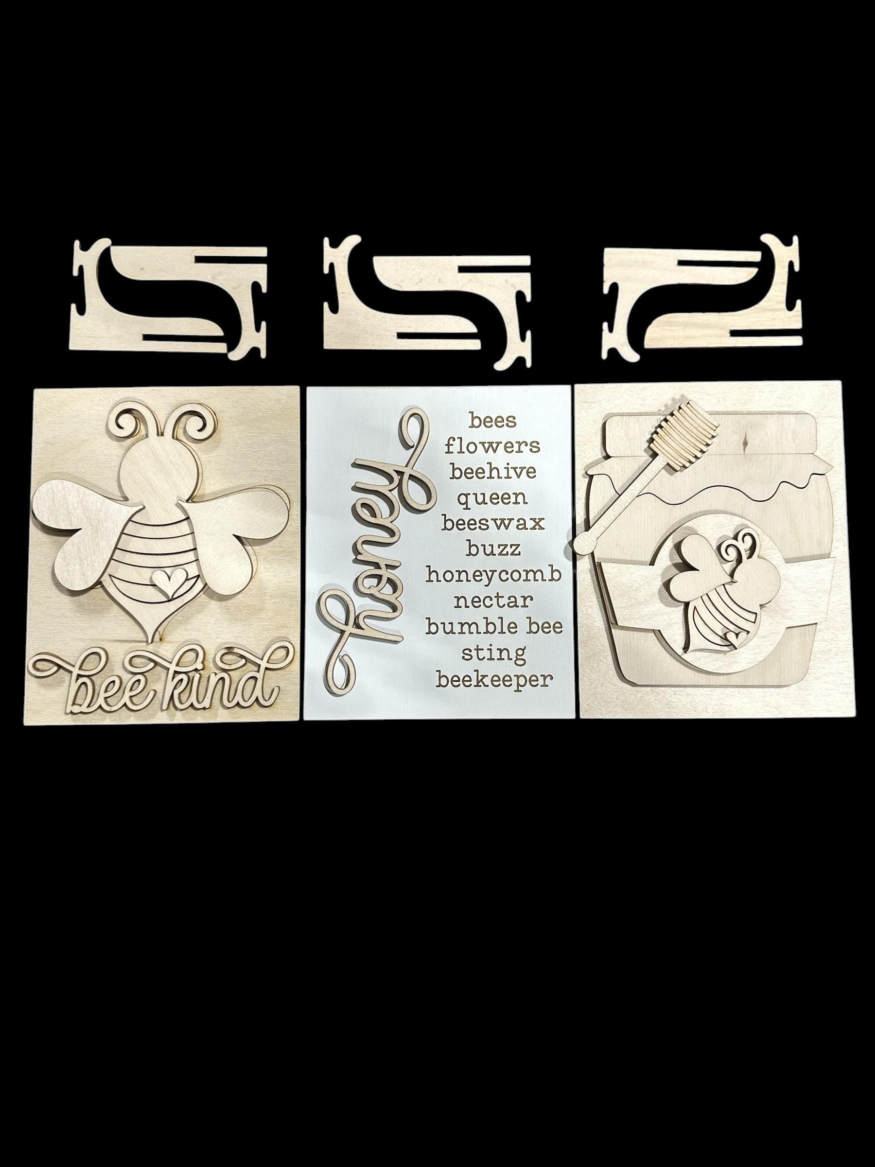 Unfinished Wood Honey Bee Signs, Trio Sign, Unfinished Crafts, Honey Bee, Bee Trio Signs, Wood Blanks, Framed Signs