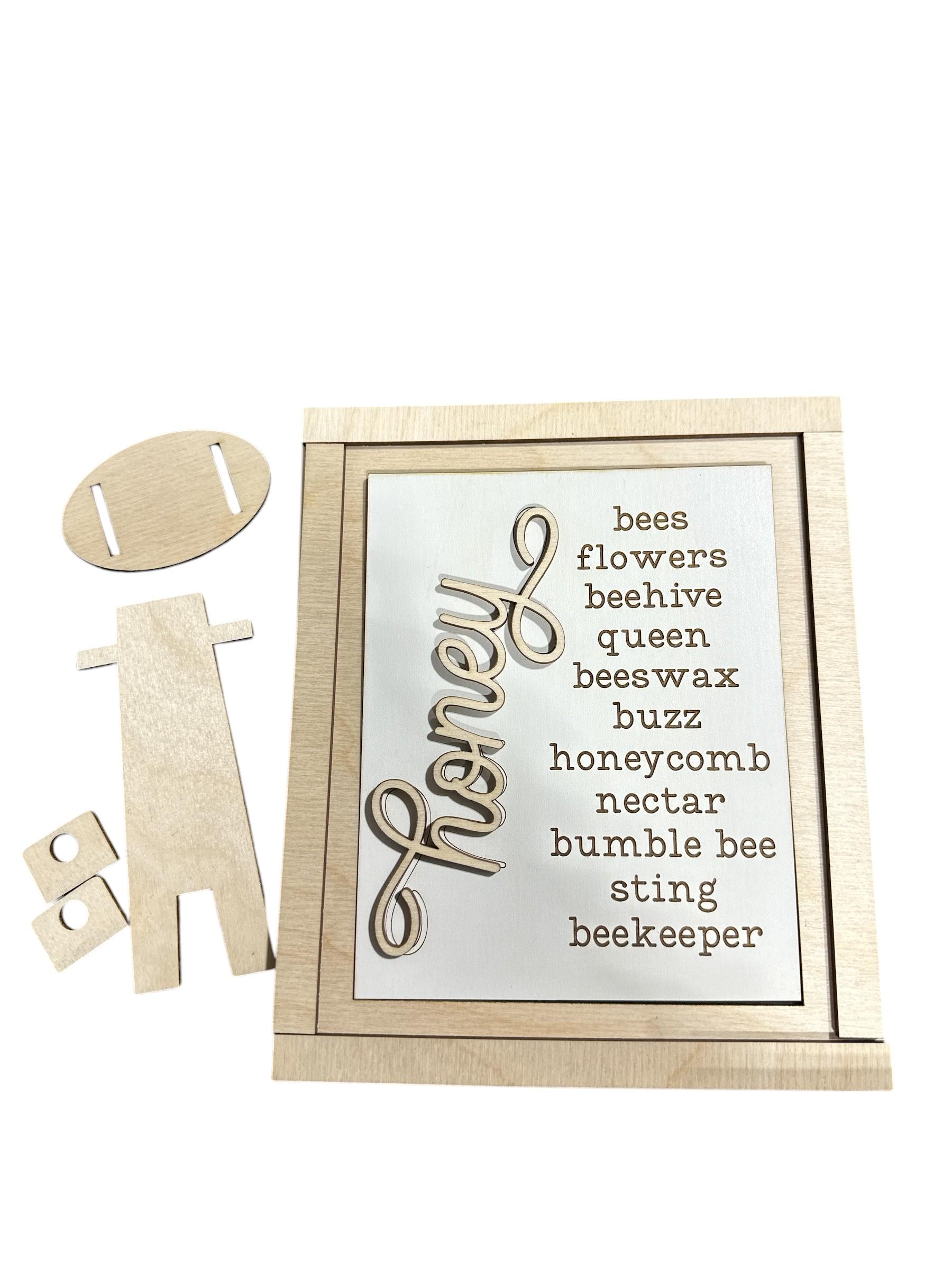 Unfinished Wood Honey Bee Signs, Trio Sign, Unfinished Crafts, Honey Bee, Bee Trio Signs, Wood Blanks, Framed Signs