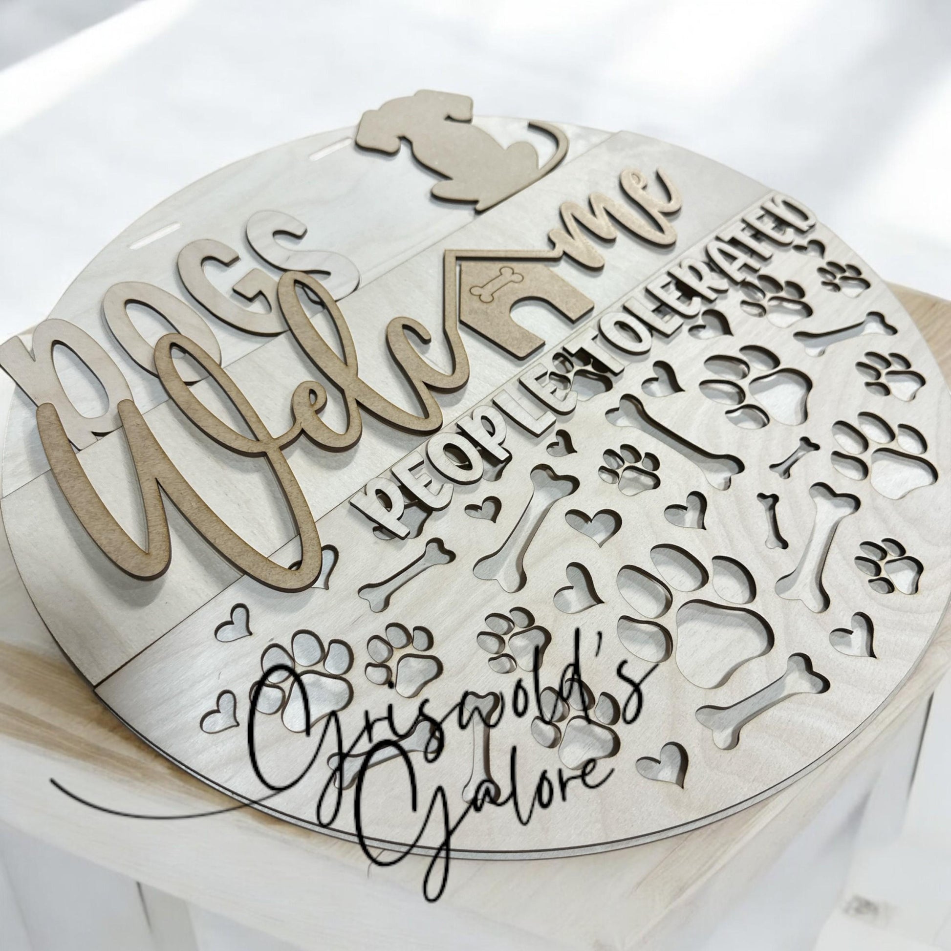 DIY Dog Welcome Door Hanger: Unfinished Birch, People Tolerated