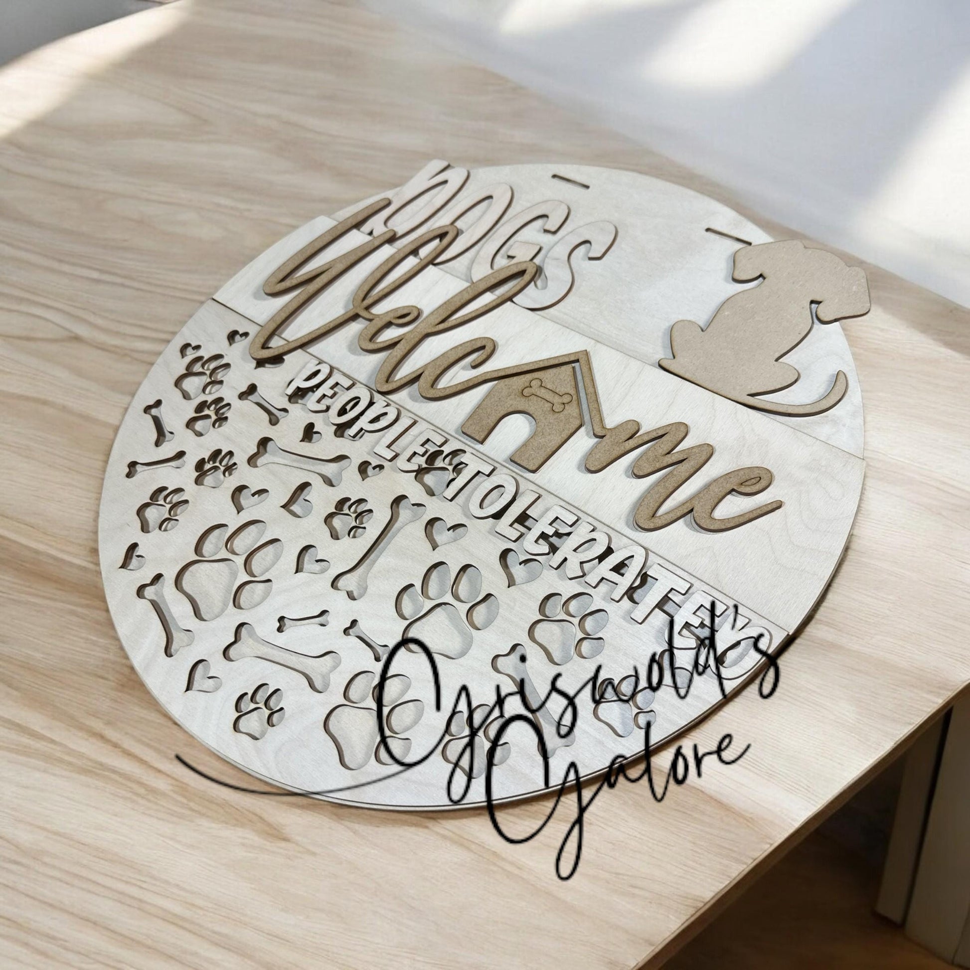 DIY Dog Welcome Door Hanger: Unfinished Birch, People Tolerated