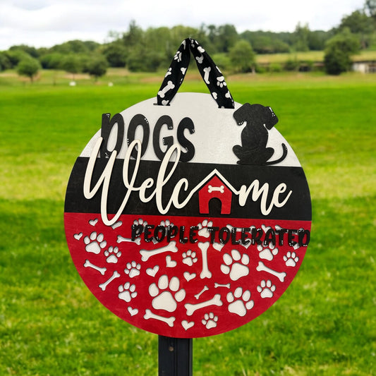 Dogs Welcome People Tolerated Door Hanger - Home Decor