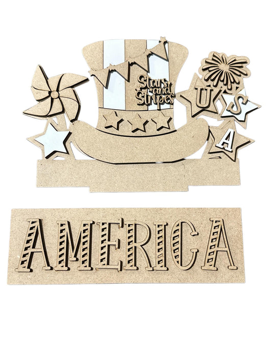 DIY Interchangeable Window Insert Kit: America Theme, Unfinished MDF