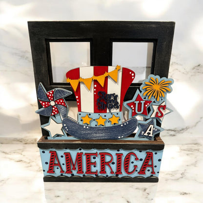 DIY Interchangeable Window Insert Kit: America Theme, Unfinished MDF
