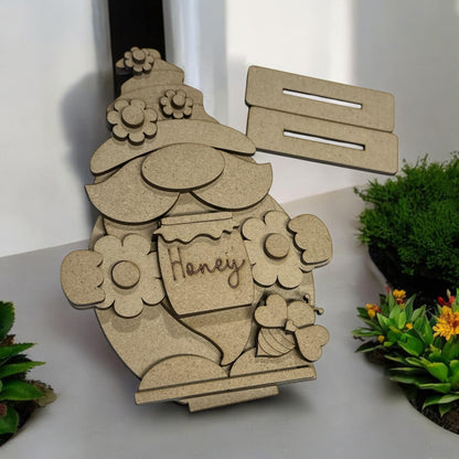 Honey Bee Gnome Shelf Sitter: Unfinished DIY Craft Decor