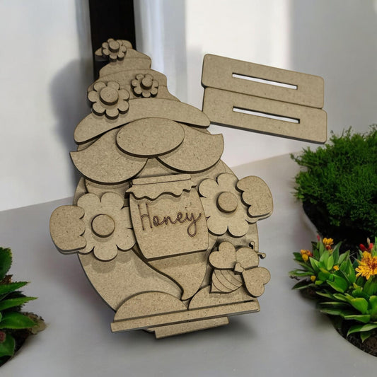 Honey Bee Gnome Shelf Sitter: Unfinished DIY Craft Decor