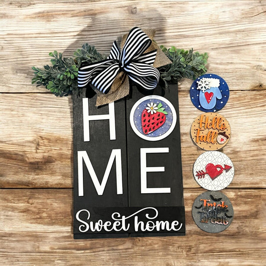 Interchangeable Home Sweet Home Door Hanger with 3" Rounds