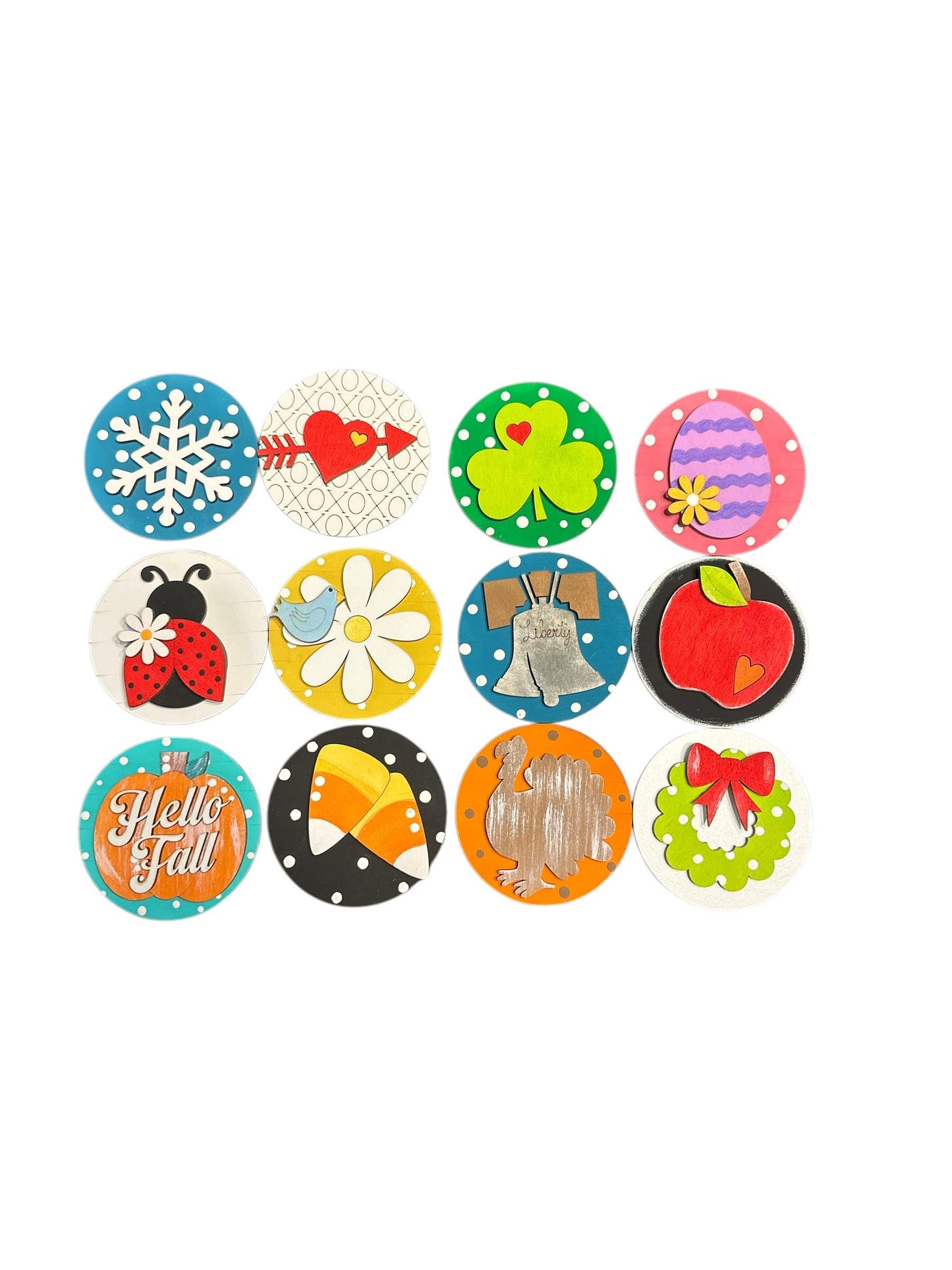 Bundle 1 of 3" or 6" Seasonal Interchangeable Sign Rounds, Hand-Painted MDF Decor, Hand Painted Seasonal Inserts, Interchange Seasons