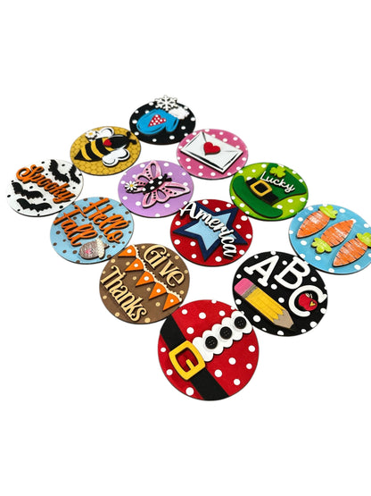 Bundle 3 Seasonal Interchangeable Rounds, - Bundle 3 (3" or 6"), Inserts, Interchangeable Rounds, Hello Fall