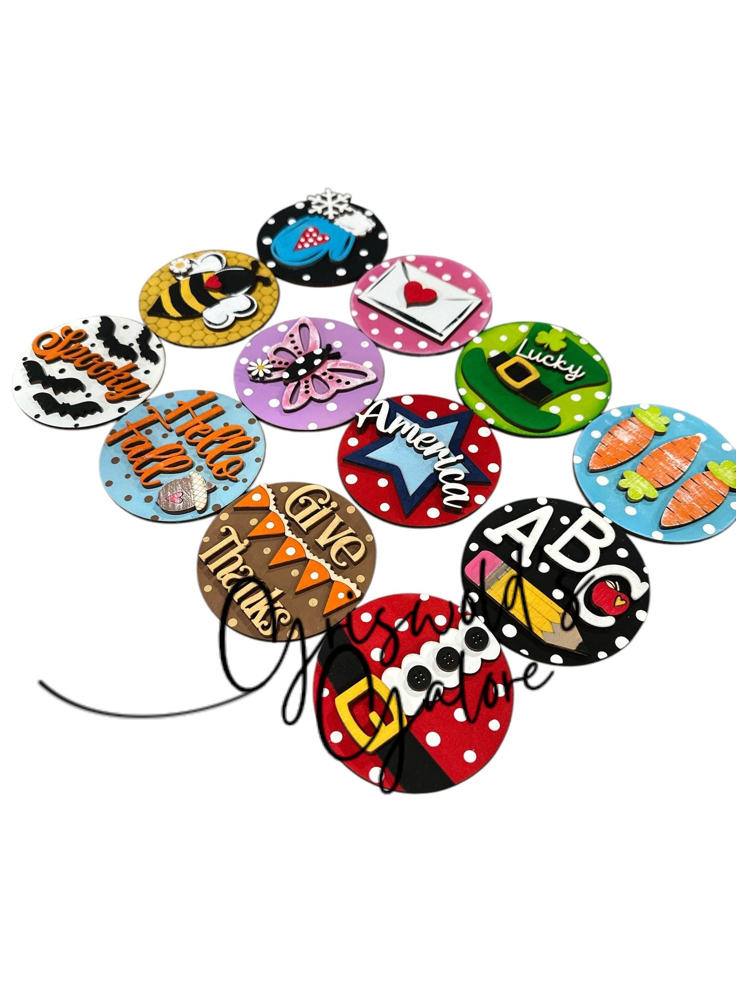 Bundle 3 Seasonal Interchangeable Rounds, - Bundle 3 (3" or 6"), Inserts, Interchangeable Rounds, Hello Fall