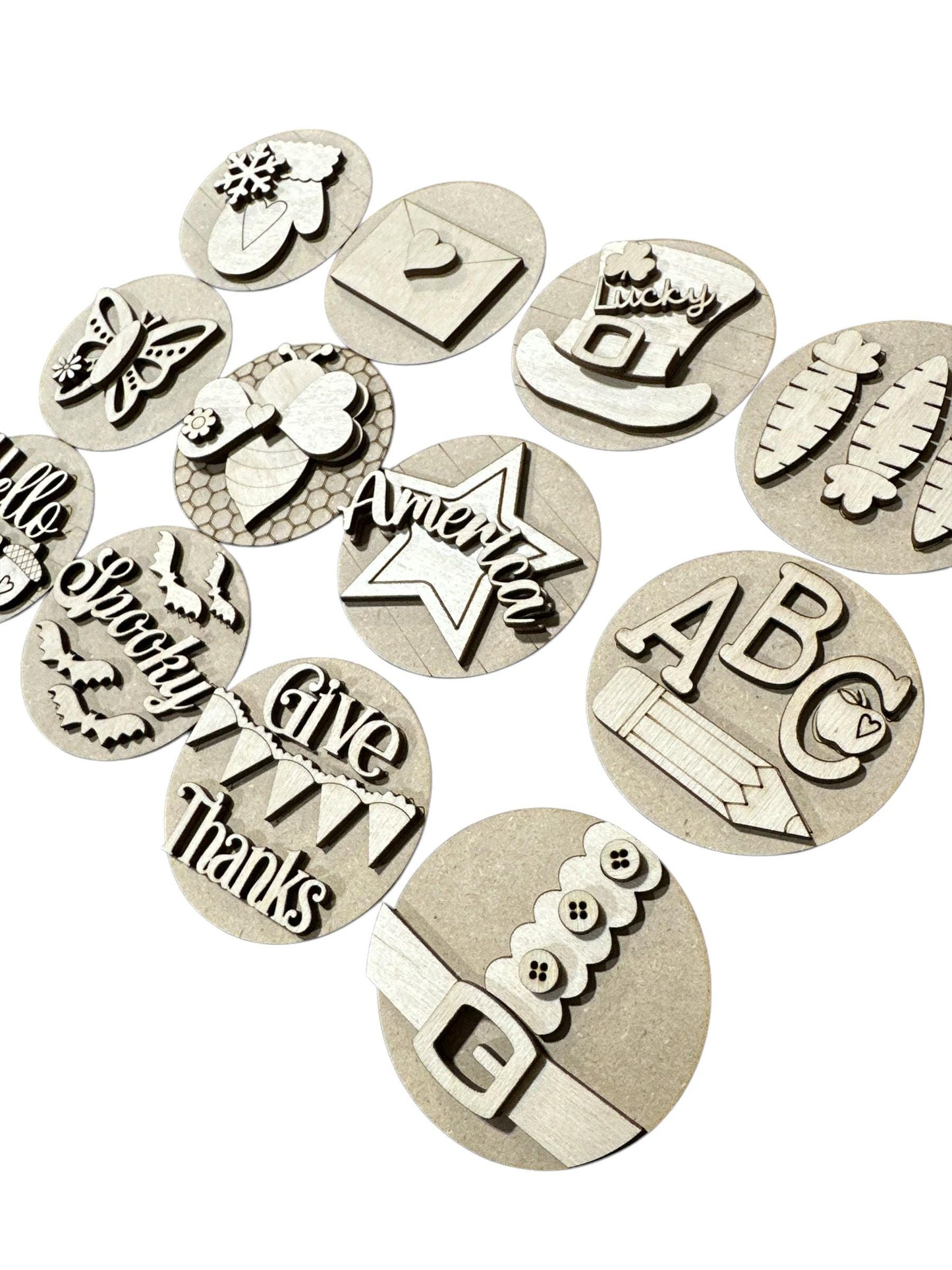 DIY Bundle 3 Seasonals, 3" or 6" rounds, DIY Seasonal Interchangeable Sign Rounds: DIY Craft Bundle, Craft Seasonal Inserts