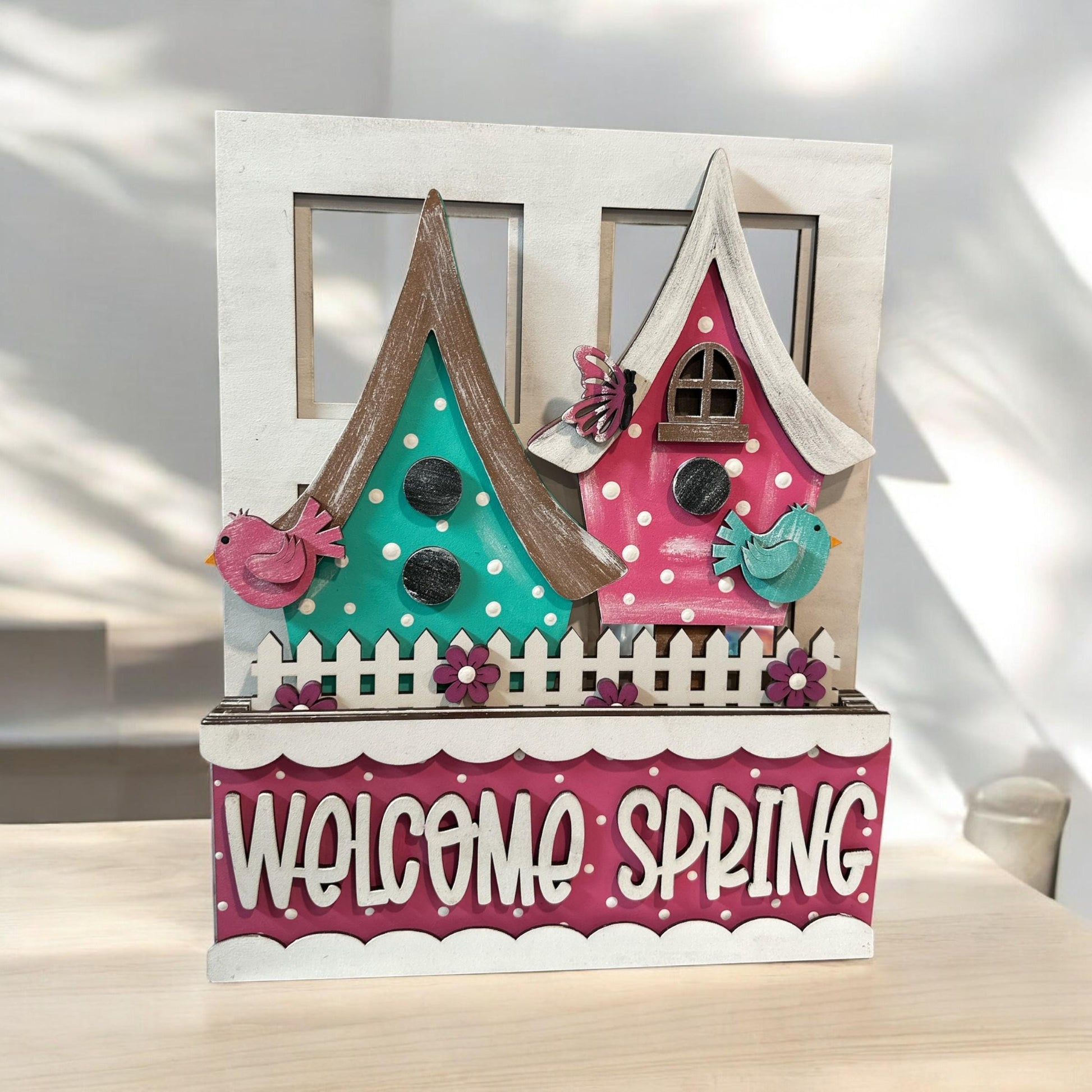 Welcome Spring Window Insert: Interchangeable Seasonal Decor, Window Insert, Spring Insert