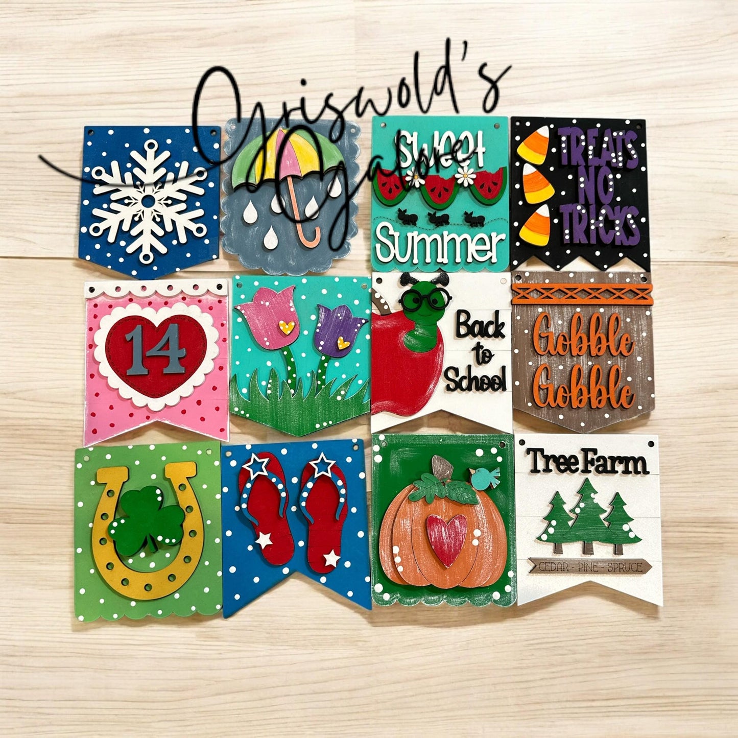 Interchangeable Seasonal Sign: 12-Month Hanging Decor