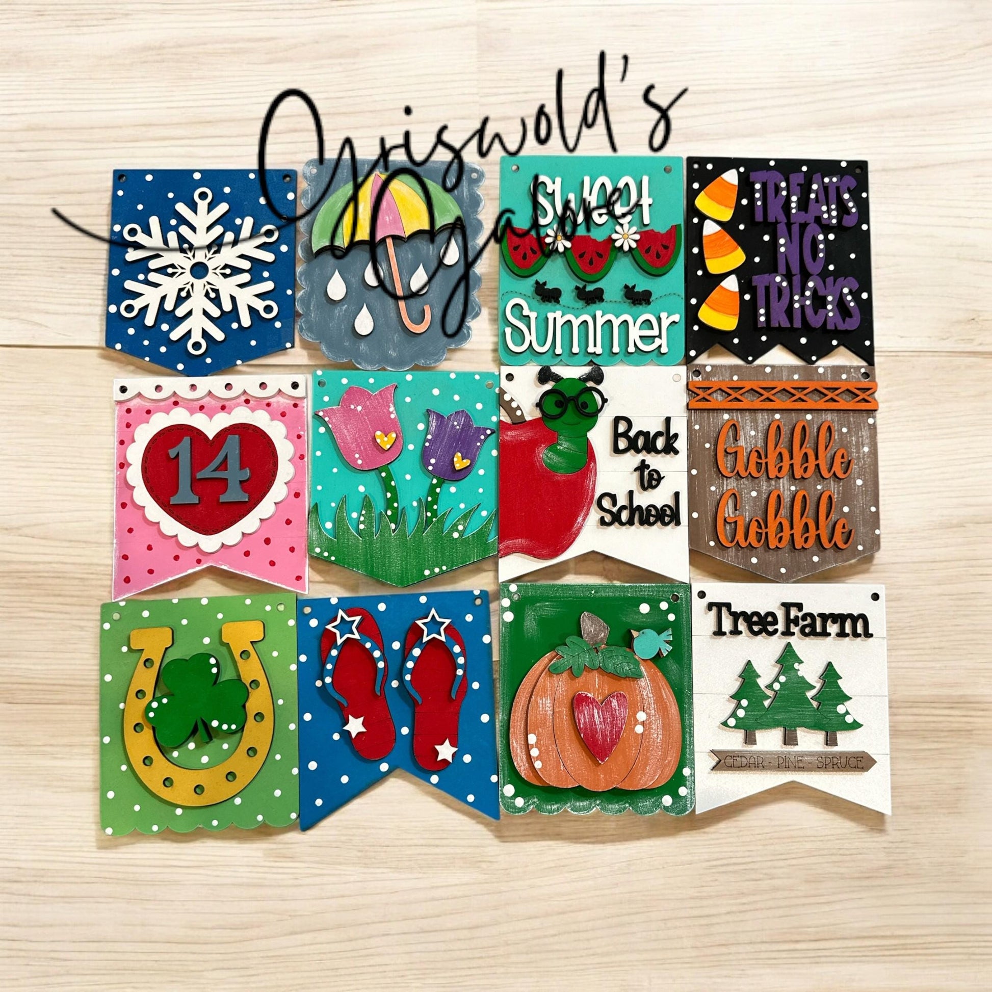 Interchangeable Seasonal Sign: 12-Month Hanging Decor