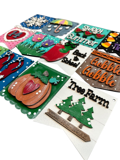 Interchangeable Seasonal Sign: 12-Month Hanging Decor