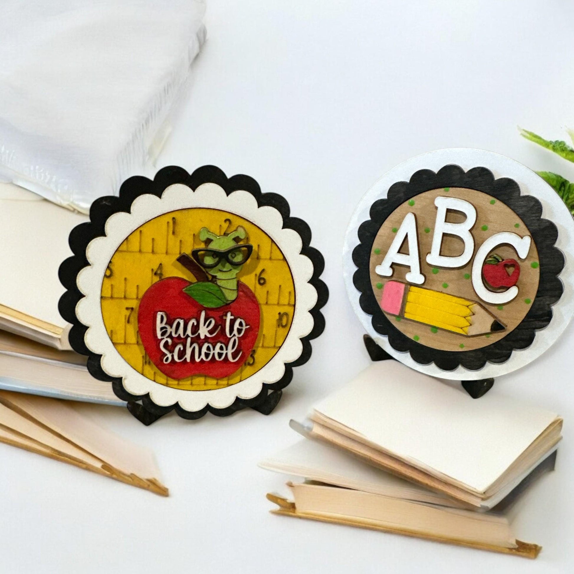 Seasonal 3” Personalized Scalloped Frame Rounds 3", Interchangeable Rounds, Mother's Day Home Decor, Sold in Sets or Individually, Teacher