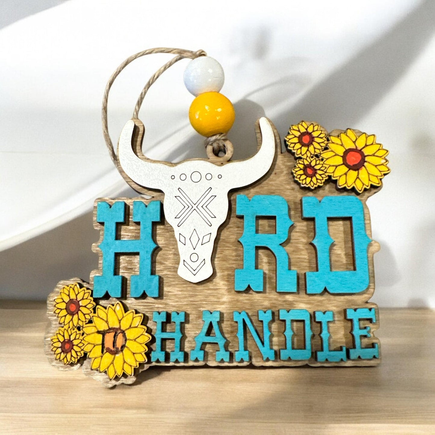 Western Car Charm: Boho Wooden Cactus & Boot Decor