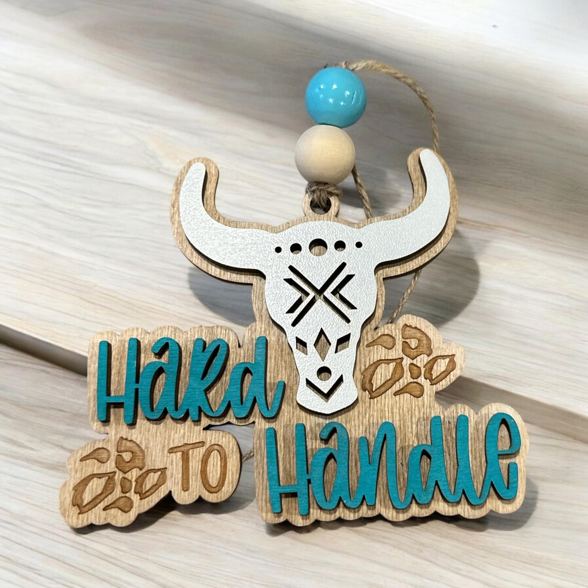 Western Car Charm: Boho Wooden Cactus & Boot Decor