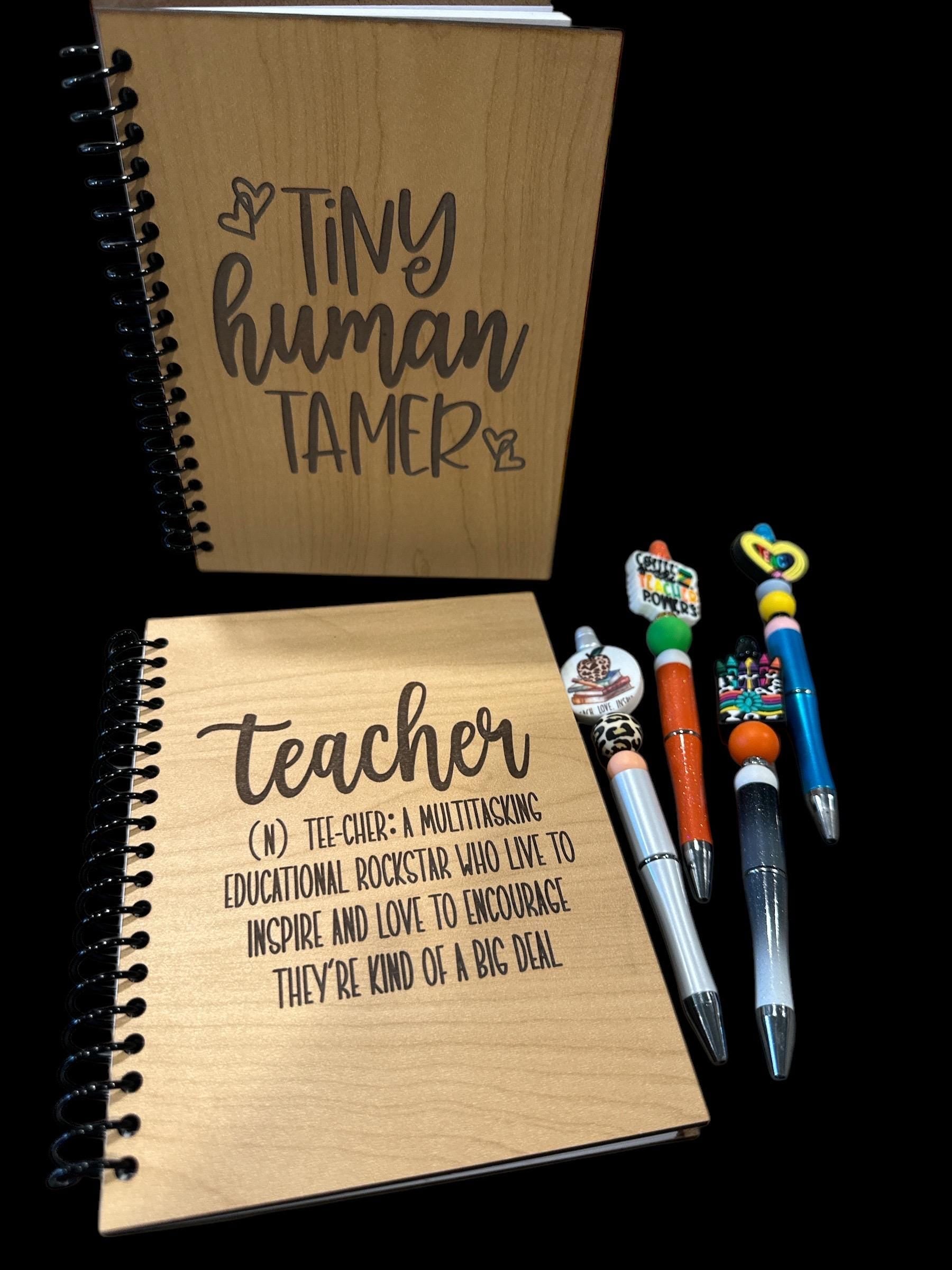Laser Engraved Maple Wood Teacher Notebook: Personalized Journal