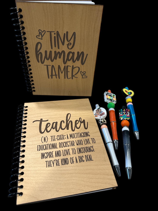 Laser Engraved Maple Wood Teacher Notebook: Personalized Journal