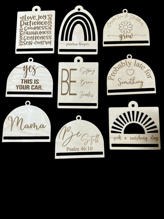 DIY Birch Car Charm Bundle, Inspirational Faith Decor, Macrame Car Charms DIY, Mama Car Charm, Rainbow Car Charm, Unfinished