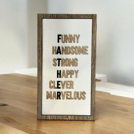 Personalized Father's Day Wood Sign: Rustic Dad Gift (15x8.25)