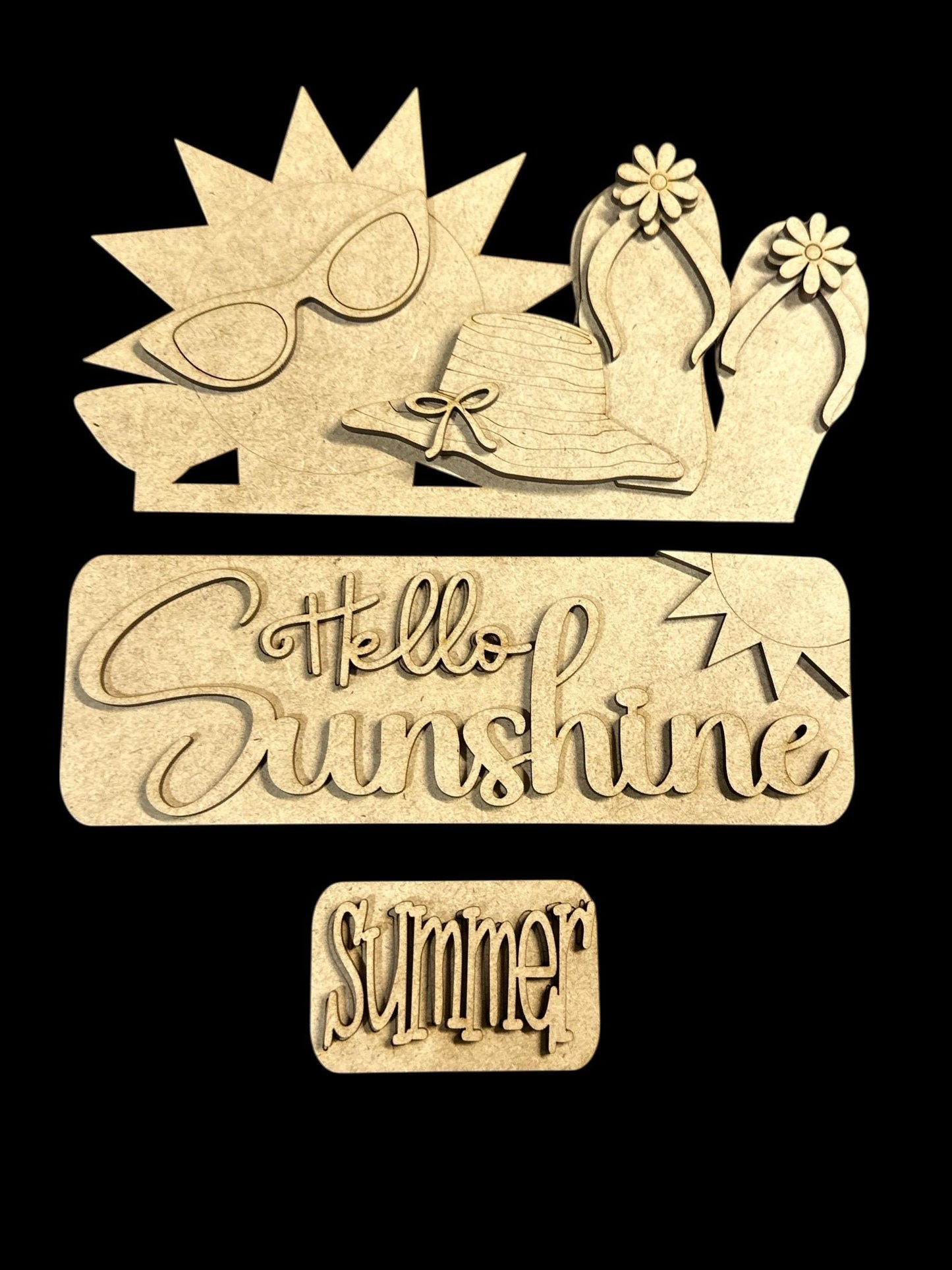 DIY Hello Sunshine Interchangeable Insert: Summer Truck Picket Decor DIY Kit, Pallet Sign Insert, Interchange Inserts