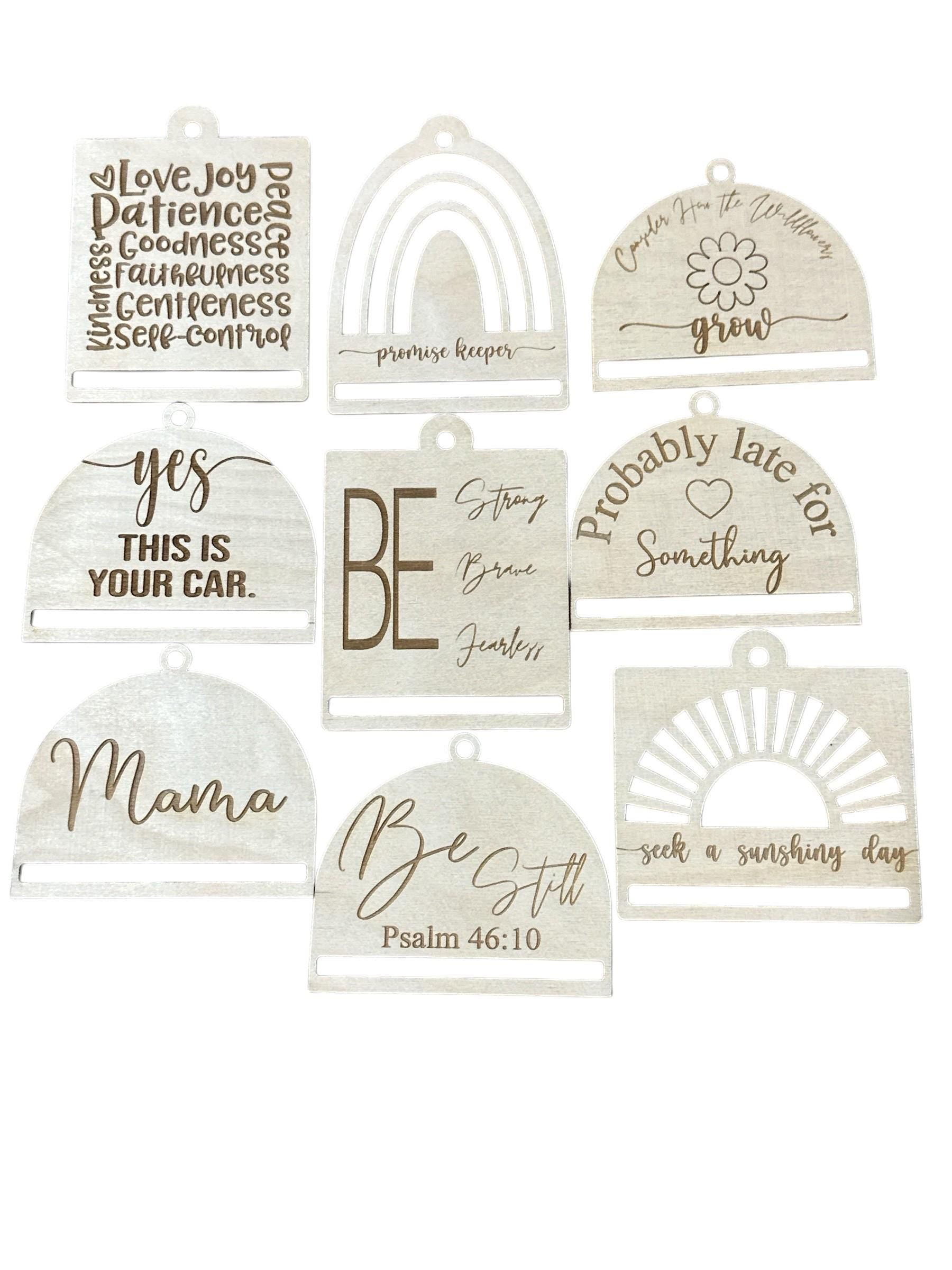 DIY Birch Car Charm Bundle, Inspirational Faith Decor, Macrame Car Charms DIY, Mama Car Charm, Rainbow Car Charm, Unfinished