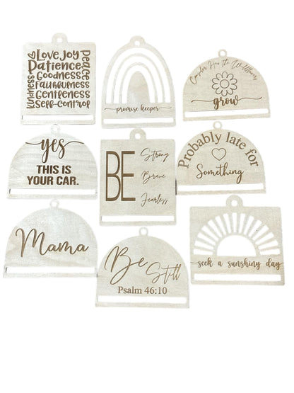 DIY Birch Car Charm Bundle, Inspirational Faith Decor, Macrame Car Charms DIY, Mama Car Charm, Rainbow Car Charm, Unfinished