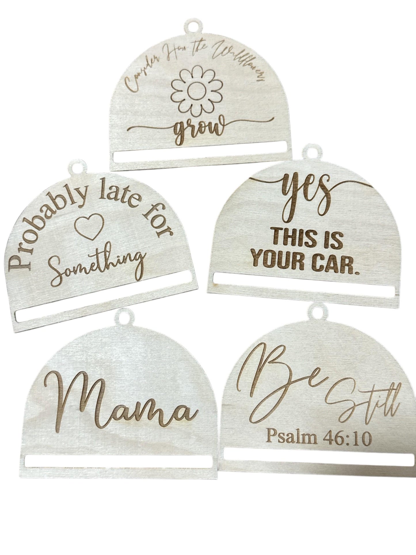 DIY Birch Car Charm Bundle, Inspirational Faith Decor, Macrame Car Charms DIY, Mama Car Charm, Rainbow Car Charm, Unfinished