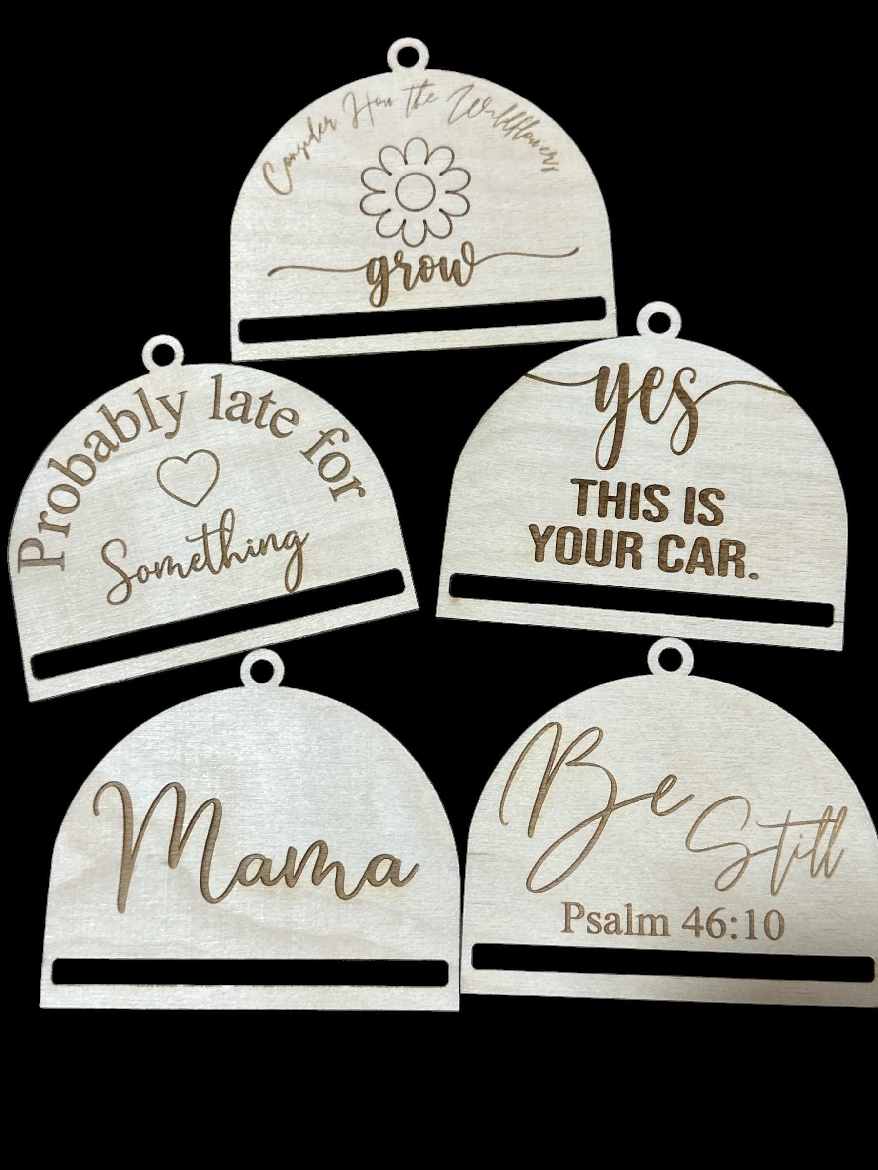 DIY Birch Car Charm Bundle, Inspirational Faith Decor, Macrame Car Charms DIY, Mama Car Charm, Rainbow Car Charm, Unfinished