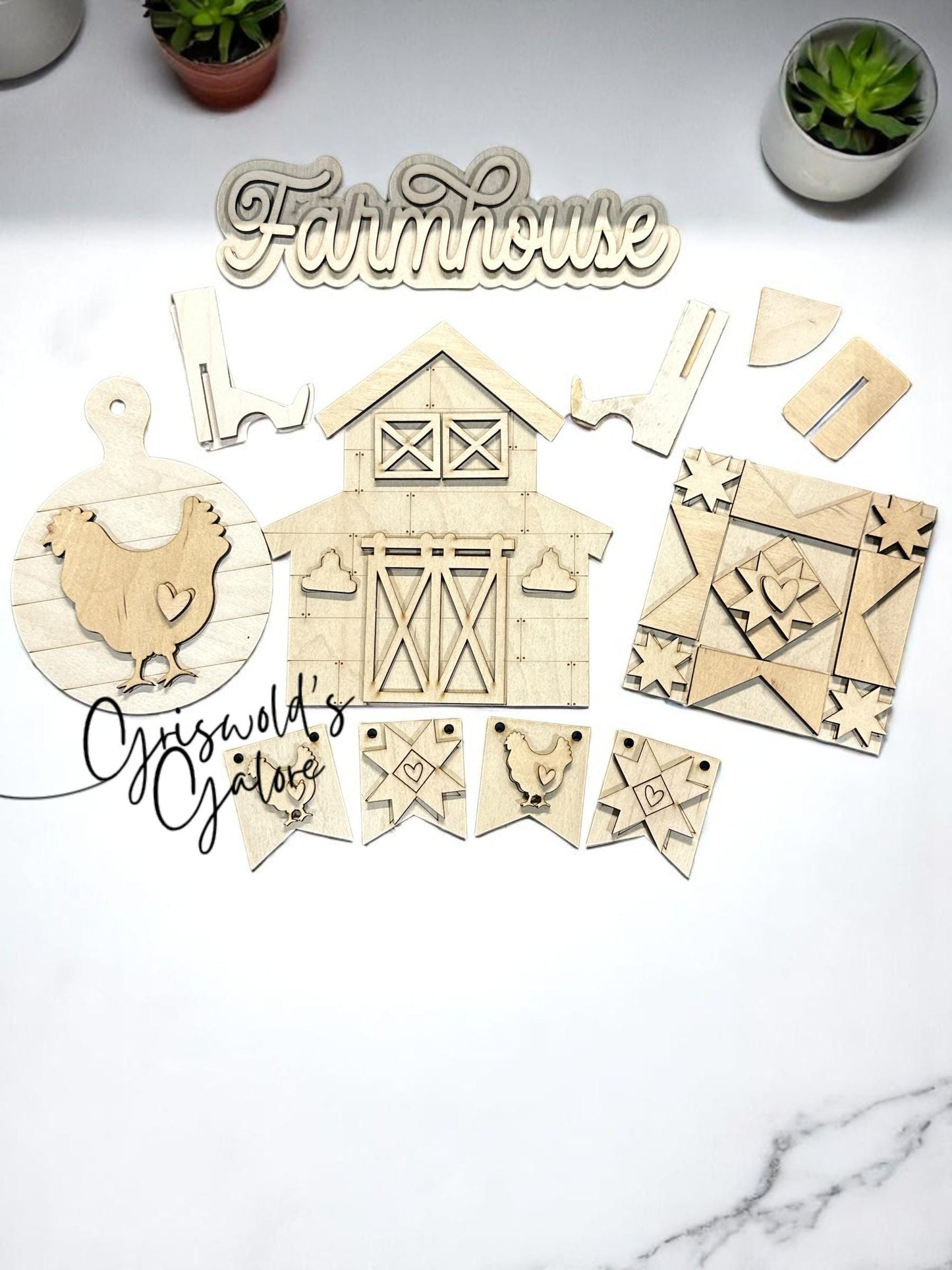 DIY Farmhouse Tiered Tray: Unfinished Wood, Crafting & Decorating, Farmhouse Barn Tiered Tray, Bench Inserts
