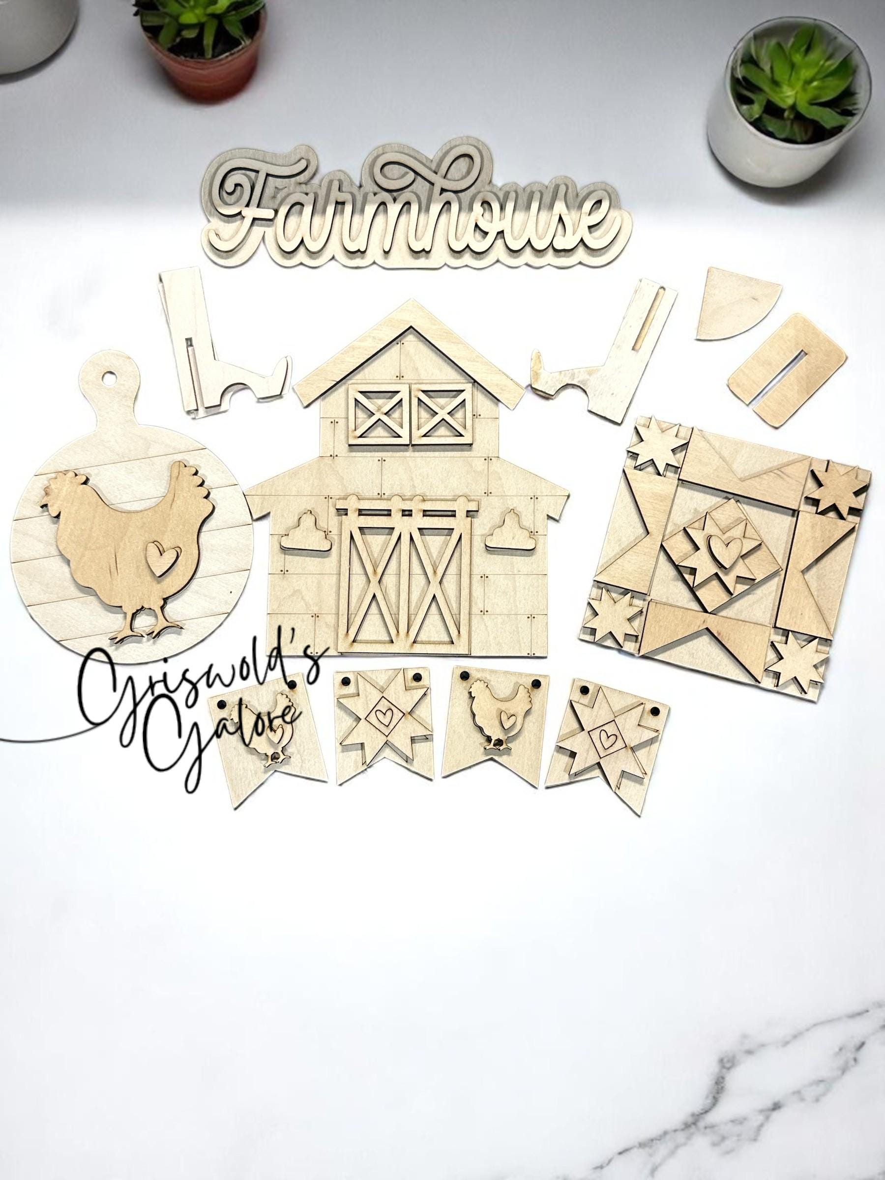 DIY Farmhouse Tiered Tray: Unfinished Wood, Crafting & Decorating, Farmhouse Barn Tiered Tray, Bench Inserts