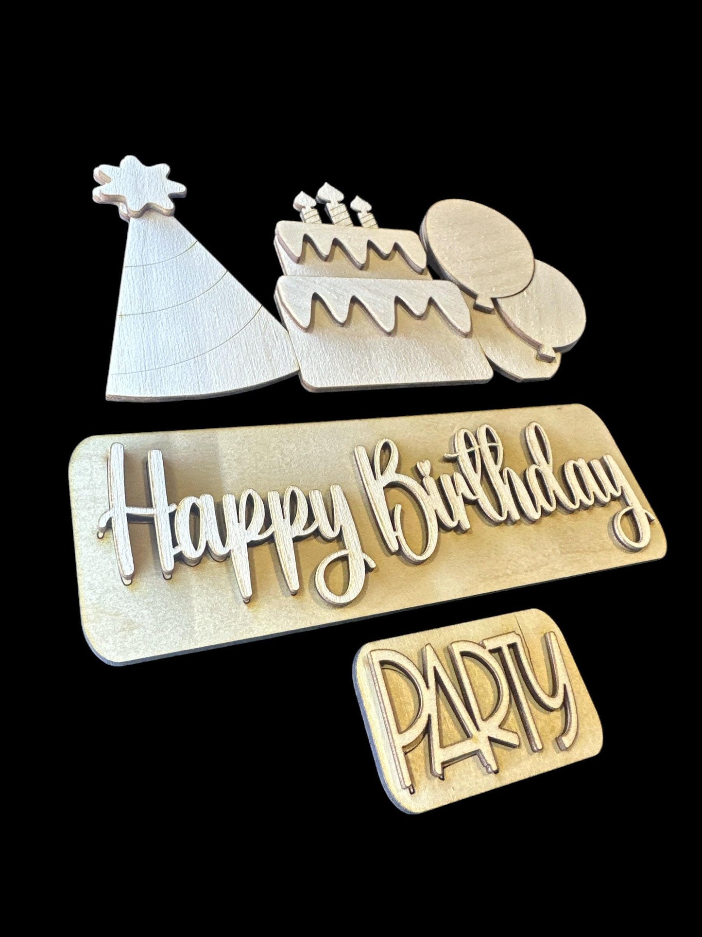 Happy Birthday Truck Insert: Interchangeable 12" MDF/Birch DIY Kit