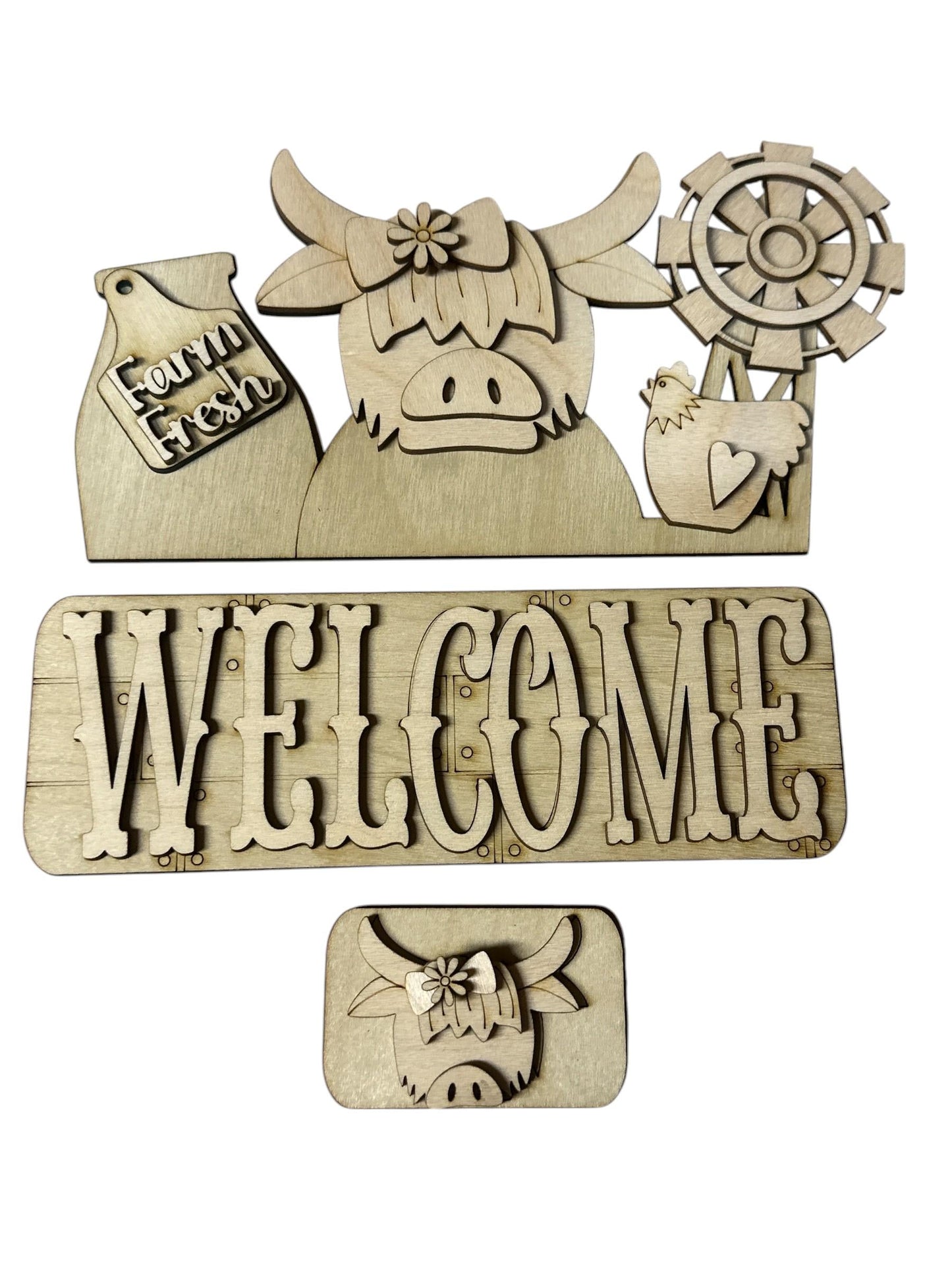 DIY Highland Cow Interchangeable Insert: 12" Truck, Easel, or Picket Sign, Truck Insert, Pallet Insert