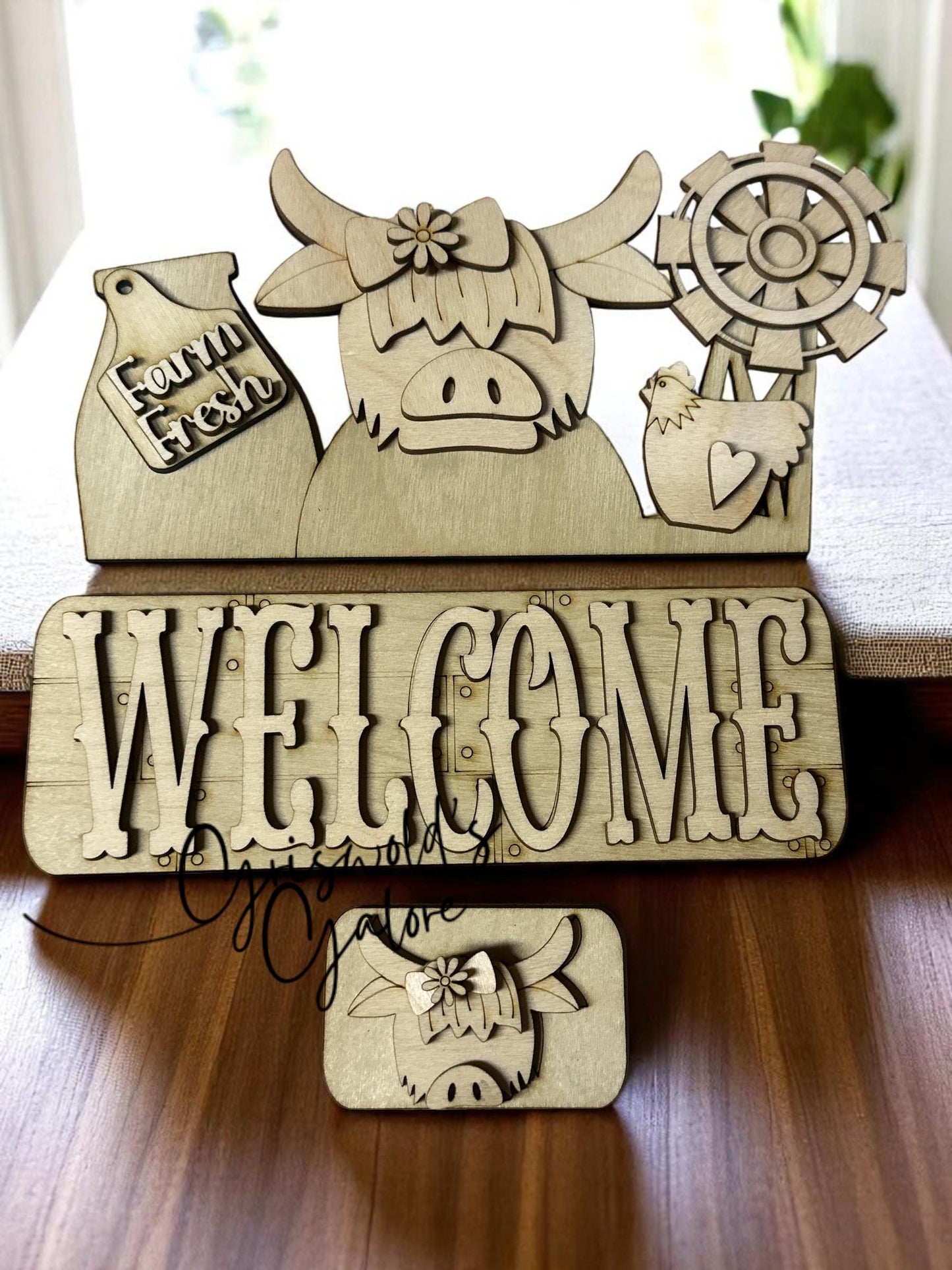 DIY Highland Cow Interchangeable Insert: 12" Truck, Easel, or Picket Sign, Truck Insert, Pallet Insert