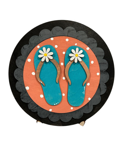 Scalloped Round Display Stand: Interchangeable Decor Frame for 3" or 6" Rounds, Interchangeable Rounds Decor