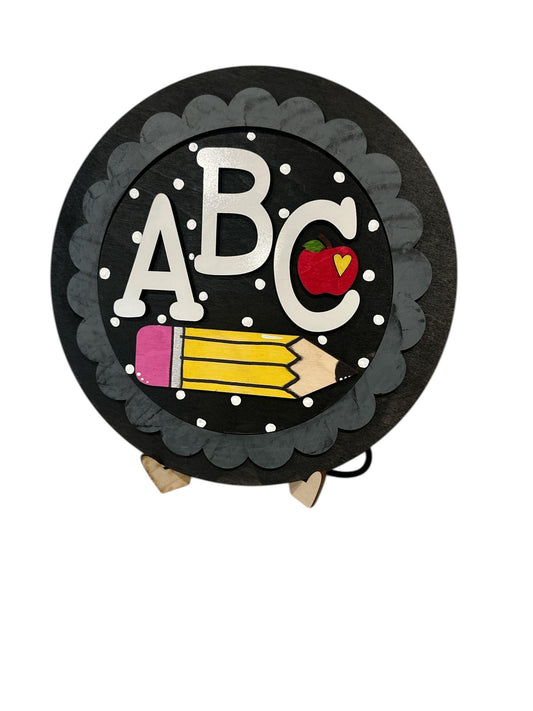 Scalloped Round Display Stand: Interchangeable Decor Frame for 3" or 6" Rounds, Interchangeable Rounds Decor